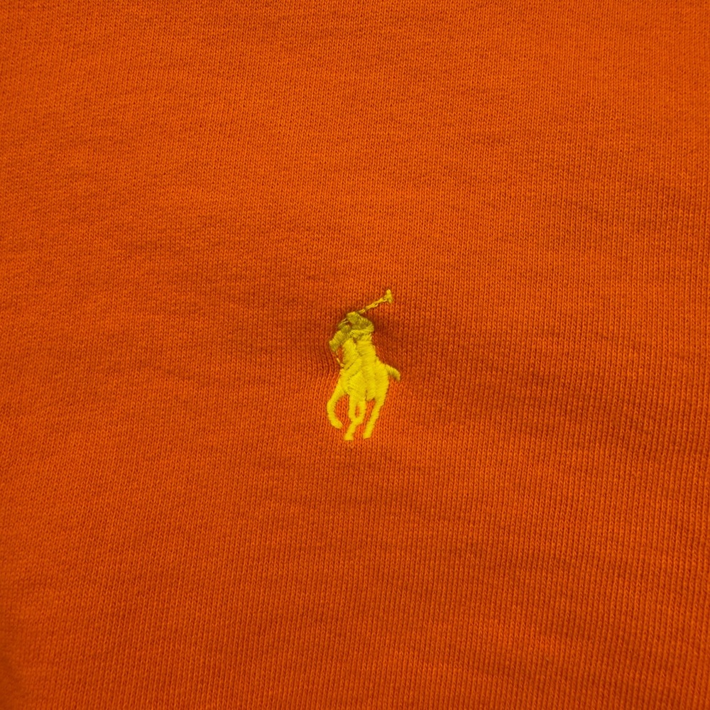 Polo Ralph Lauren Sweatshirt Mens L Orange Yellow Pony Fleece V Stitch - Picture 5 of 8